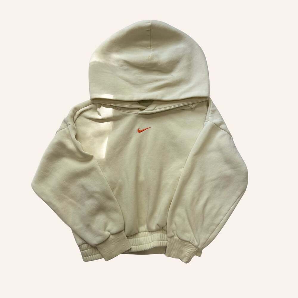 nike cream oversized boxy hoodie small swoosh kids
